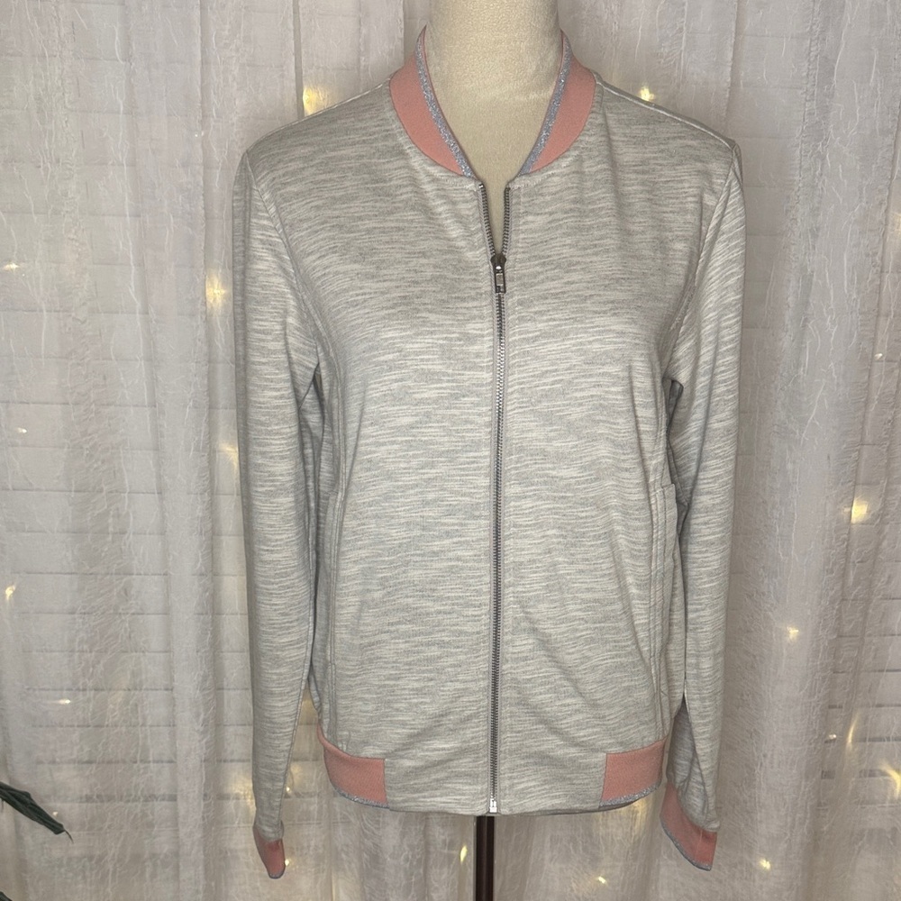 Mystree Gray and Pink Bomber Jacket